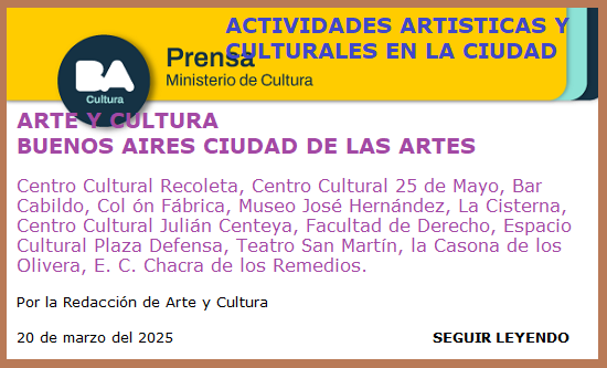 BUENOS AIRES CIUDAD DE LAS ARTES